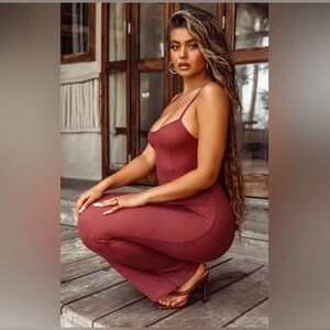 PrettyLittleThing Waffle Knit Rose Beach Dress Size USA 18 UK 22 NWT